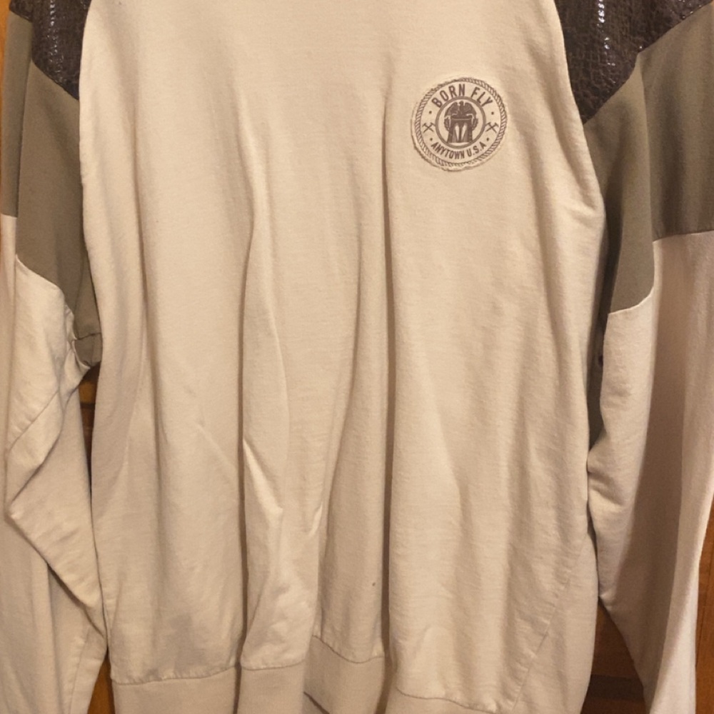 Born Fly Men's Crewneck Sweater - Cream and Brown
